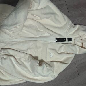 Men’s adidas Cream Hooded Teddy Fleece Jacket